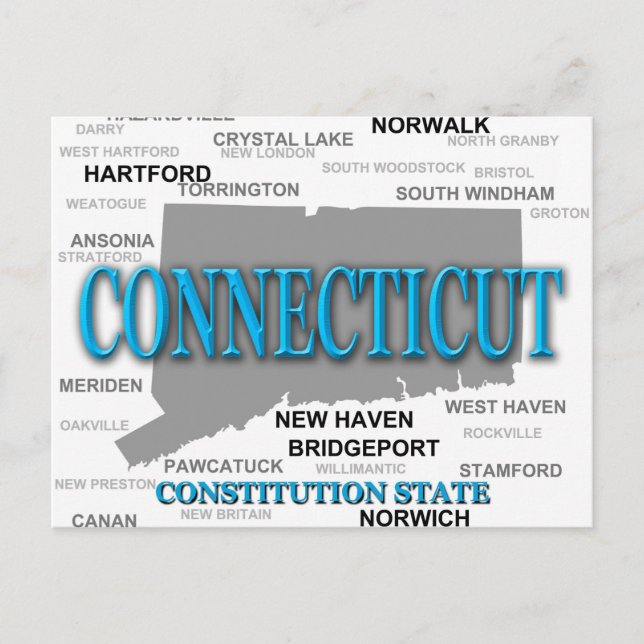 Connecticut State Pride Map Silhouette Postcard (Front)