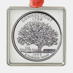 Connecticut State Quarter Metal Tree Decoration