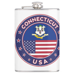 Connecticut sticker, USA States Hip Flask