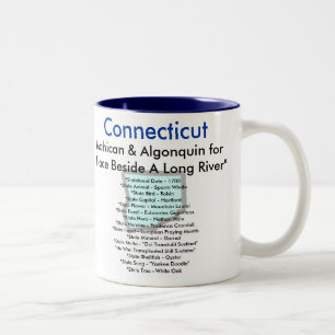 Connecticut Symbols & Map Two-Tone Coffee Mug