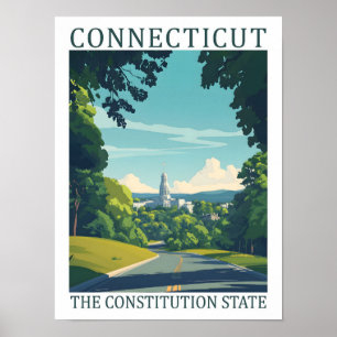 Connecticut the Constitution State Art Travel Poster