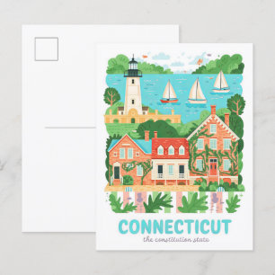 Connecticut the Constitution State USA Travel Postcard