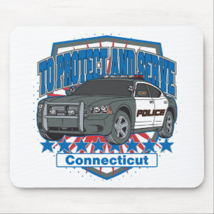 Connecticut To Protect and Serve Police Car Mouse Mat