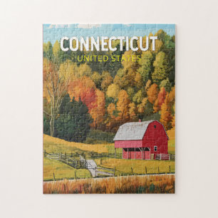 Connecticut Travel Art Vintage Jigsaw Puzzle