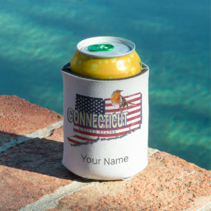 Connecticut united states retro state map vintage can cooler