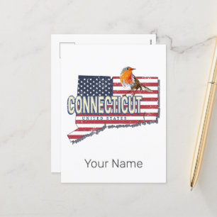 Connecticut united states retro state map vintage holiday postcard