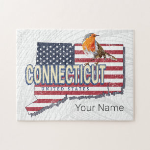 Connecticut united states retro state map vintage jigsaw puzzle