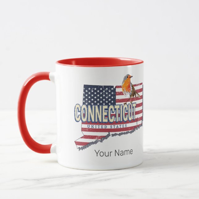Connecticut united states retro state map vintage mug (Left)