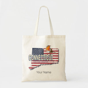 Connecticut united states retro state map vintage tote bag