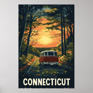 Connecticut USA Art Vintage Travel Poster
