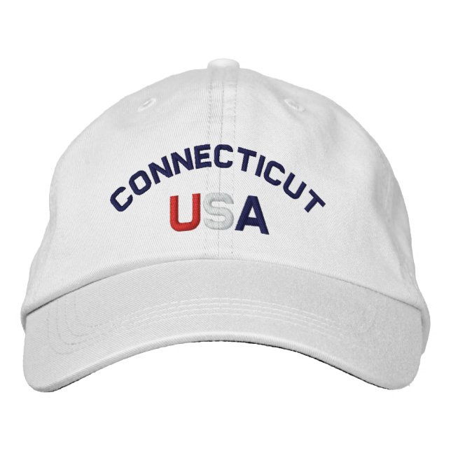 Connecticut USA Embroidered White Hat (Front)