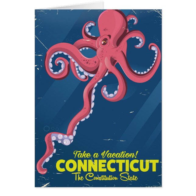 Connecticut USA Octopus vintage travel poster (Front)