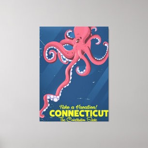 Connecticut USA Octopus vintage travel poster Canvas Print