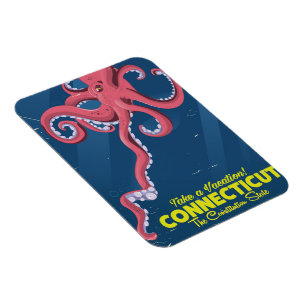 Connecticut USA Octopus vintage travel poster Magnet