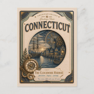 Connecticut Vintage Paper Cut American Arcana Postcard