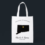 Connecticut Wedding Welcome Bag, Black & Gold Tote<br><div class="desc">Fill this welcome bag with favourite goodies for your guests to enjoy when they arrive in Connecticut!</div>