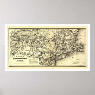 Connecticut & Western Railroad Map 1871 Poster