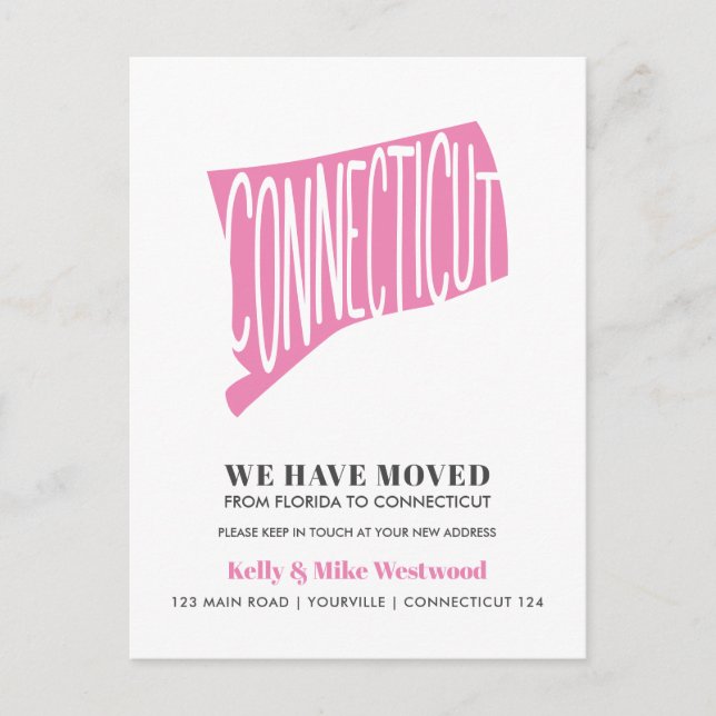 CONNECTICUT We've moved New address New Home   Postcard (Front)