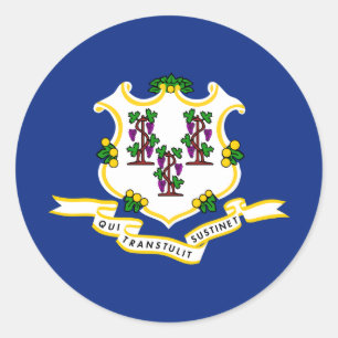 Connecticuter Flag, Flag of Connecticut Classic Round Sticker