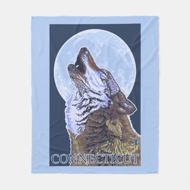 ConnecticutHowling Wolf Fleece Blanket (Front)