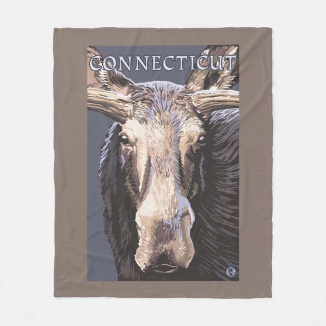ConnecticutMoose Up Close Fleece Blanket (Front)