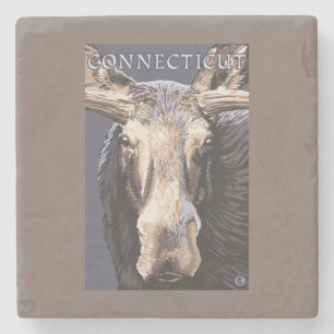 ConnecticutMoose Up Close Stone Coaster