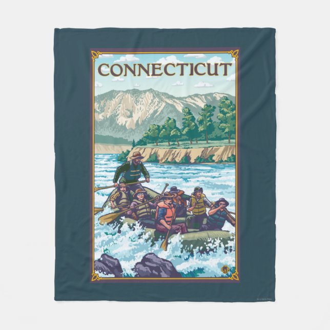 ConnecticutRiver Rafting Scene Fleece Blanket (Front)