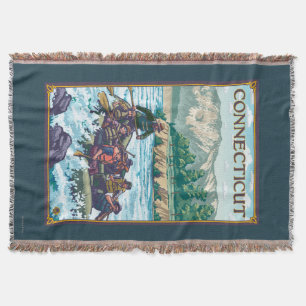 ConnecticutRiver Rafting Scene Throw Blanket
