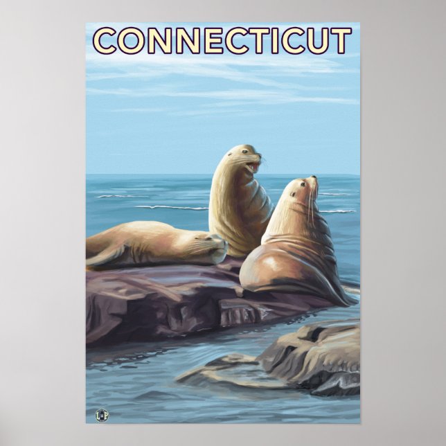 ConnecticutSea Lions Scene Poster (Front)