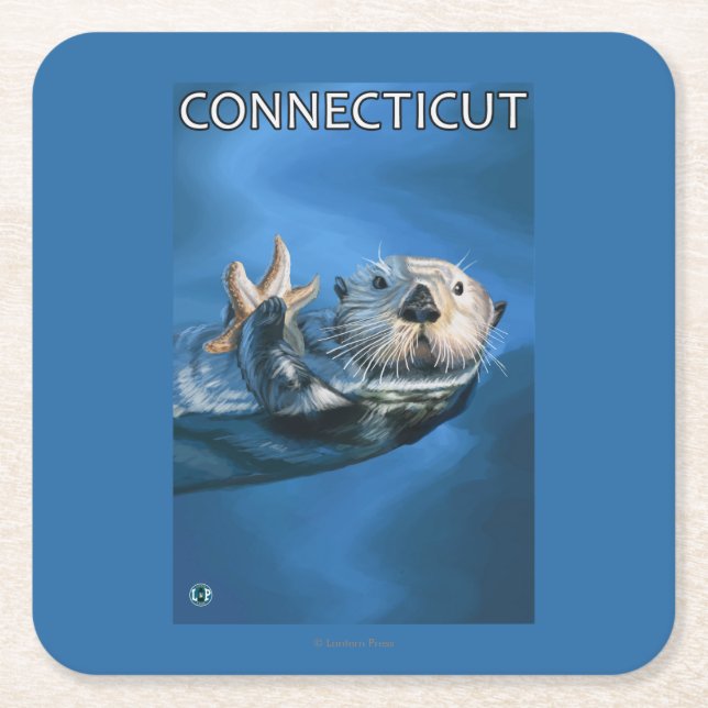 ConnecticutSea Otter Scene Square Paper Coaster (Front)