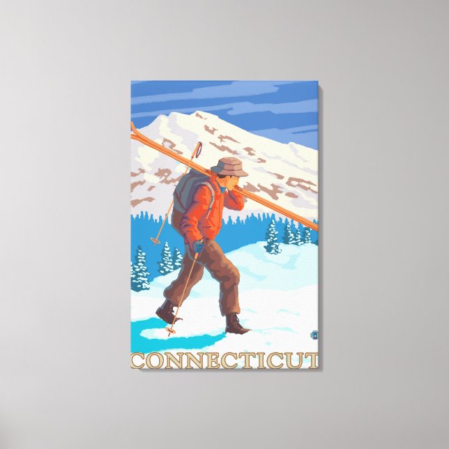 ConnecticutSkier Carrying Skis Canvas Print (Front)