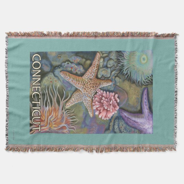 ConnecticutTidepool Scene Throw Blanket (Front)