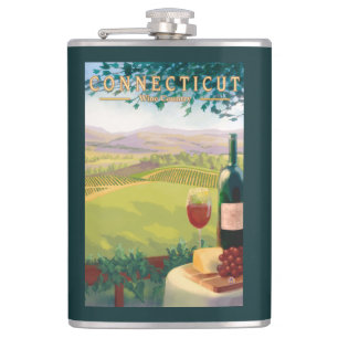 ConnecticutWine Country Scene Hip Flask