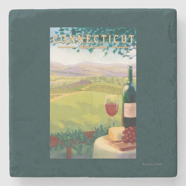 ConnecticutWine Country Scene Stone Coaster (Front)