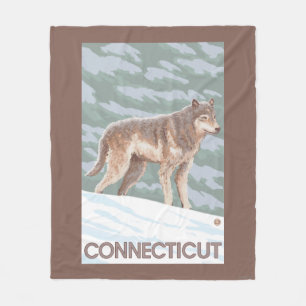 ConnecticutWolf Scene Fleece Blanket