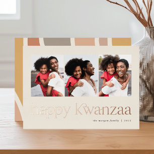 Connection   3 Photo Kwanzaa Foil Holiday Card