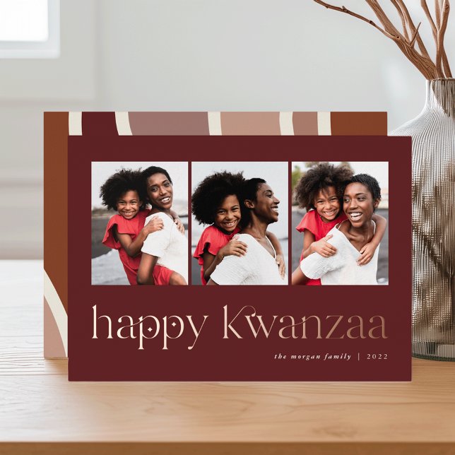 Connection | 3 Photo Kwanzaa Foil Holiday Card (Creator Uploaded)
