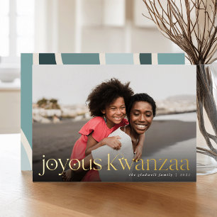 Connection Full Photo Joyous Kwanzaa Foil Holiday Card