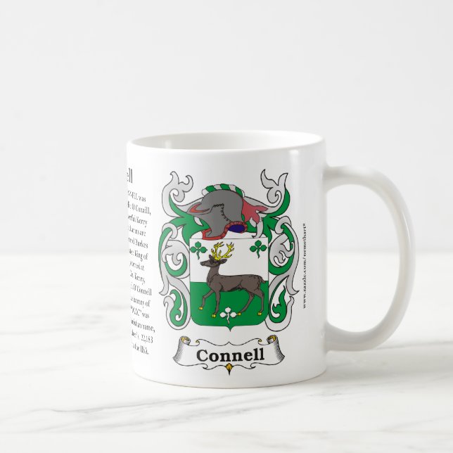 Connell, the Origin, the Meaning and the Crest on Coffee Mug (Right)
