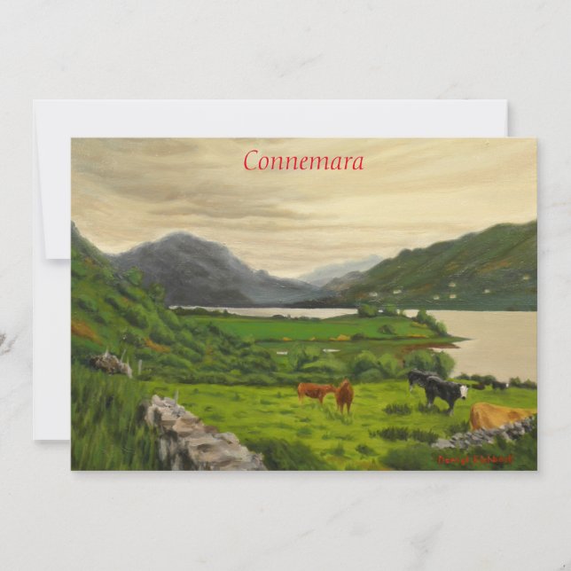Connemara Ireland Scenic Cattle Farm with Horse Holiday Card (Front)