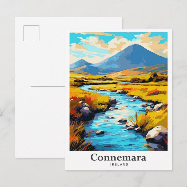 Connemara Ireland Vintage Travel Illustration Postcard (Front/Back)