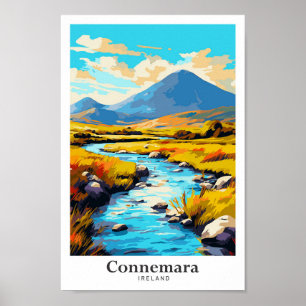 Connemara Ireland Vintage Travel Illustration Poster