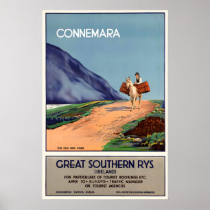 Connemara Ireland Vintage Travel Poster Print