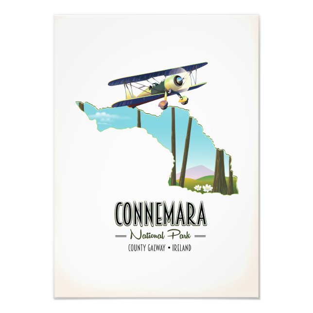 Connemara National Park County Galway Ireland map Photo Print (Front)