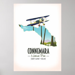 Connemara National Park County Galway Ireland map Poster