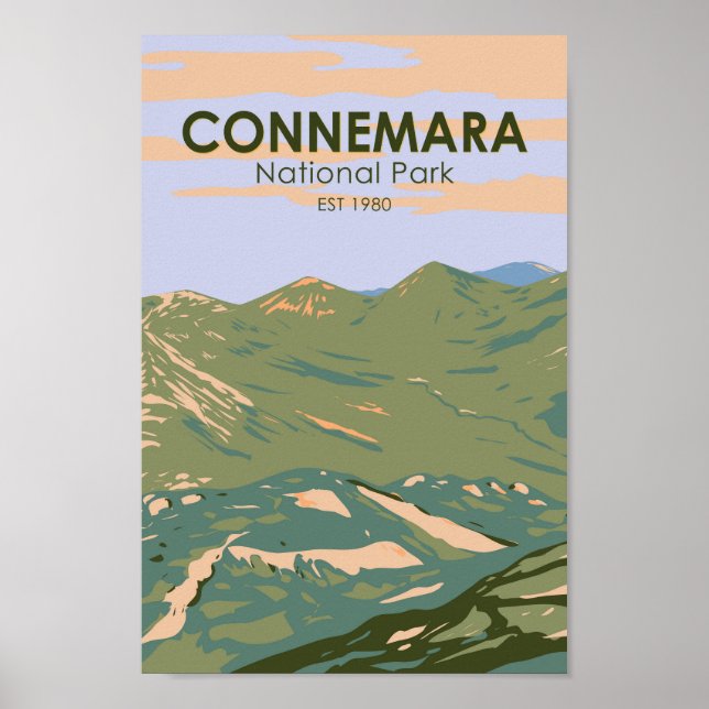 Connemara National Park Ireland Twelve Bens Travel Poster (Front)
