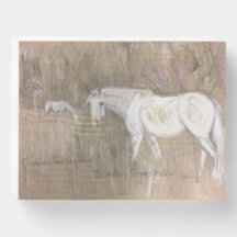 Connemara ponies coloured pencil drawing on beige