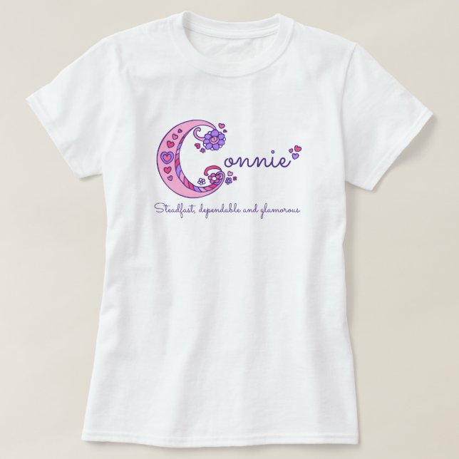 Connie girls C name meaning monogram shirt (Design Front)