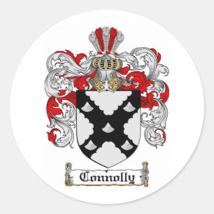 CONNOLLY FAMILY CREST -  CONNOLLY COAT OF ARMS CLASSIC ROUND STICKER