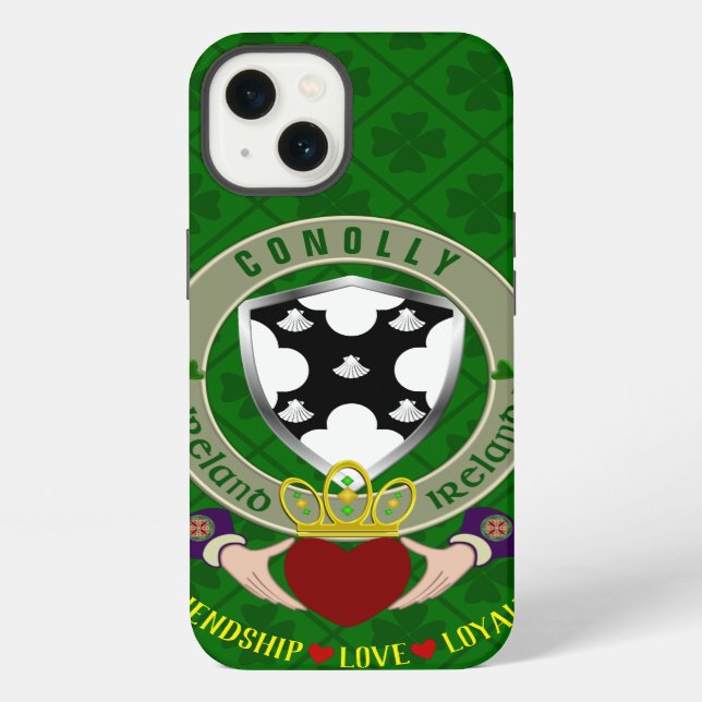 Conolly Irish Shield & Claddagh Personalized       iPhone Case (Back)